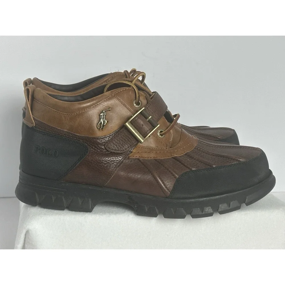 POLO Ralph Lauren Dover III Duck Boots Men's 13 D Two Tone Brown Leather 14323